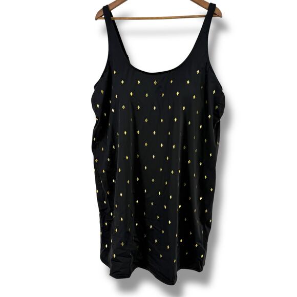 Swimsuits For All Embellished Black Swim Dress Bathing Suit Plus Size 24 Black - Picture 1 of 6